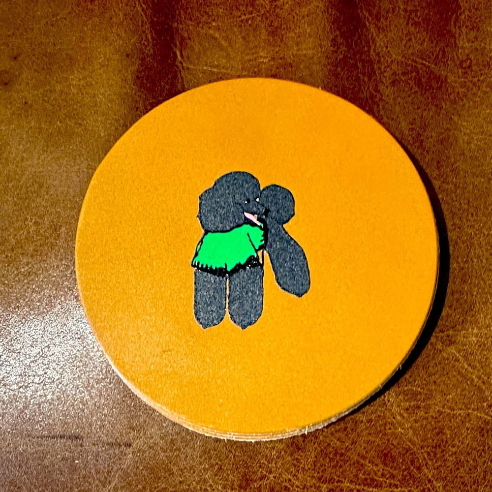 Clare V Cuoio Coasters with Paco Dog